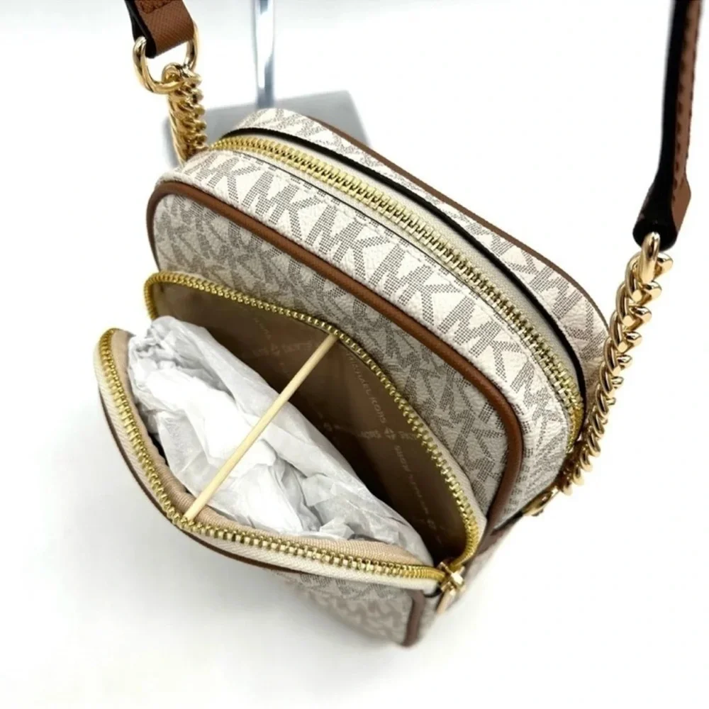 Michael Kors Medium NS Chain Xbody Bag Vanilla/Brown